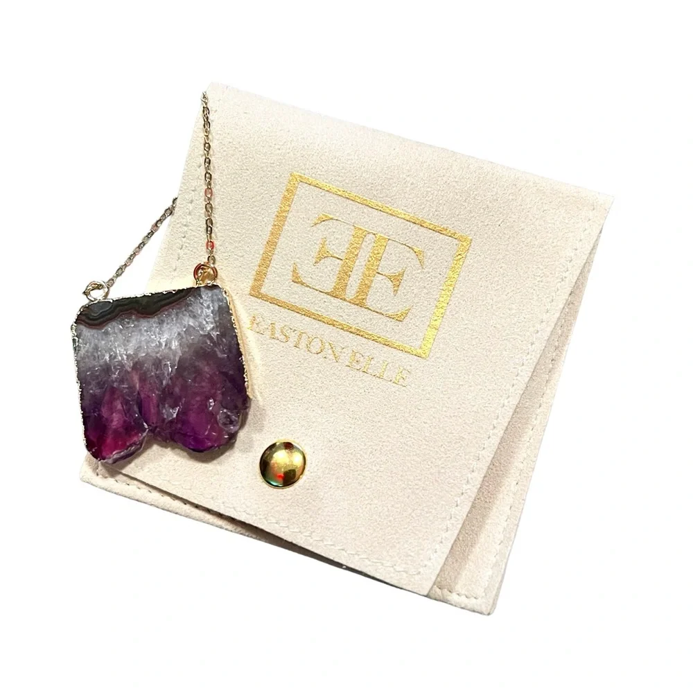 EASTON ELLE Natalie Rain Necklace 18” in Amethyst 18k gold NWT - Picture 4 of 4